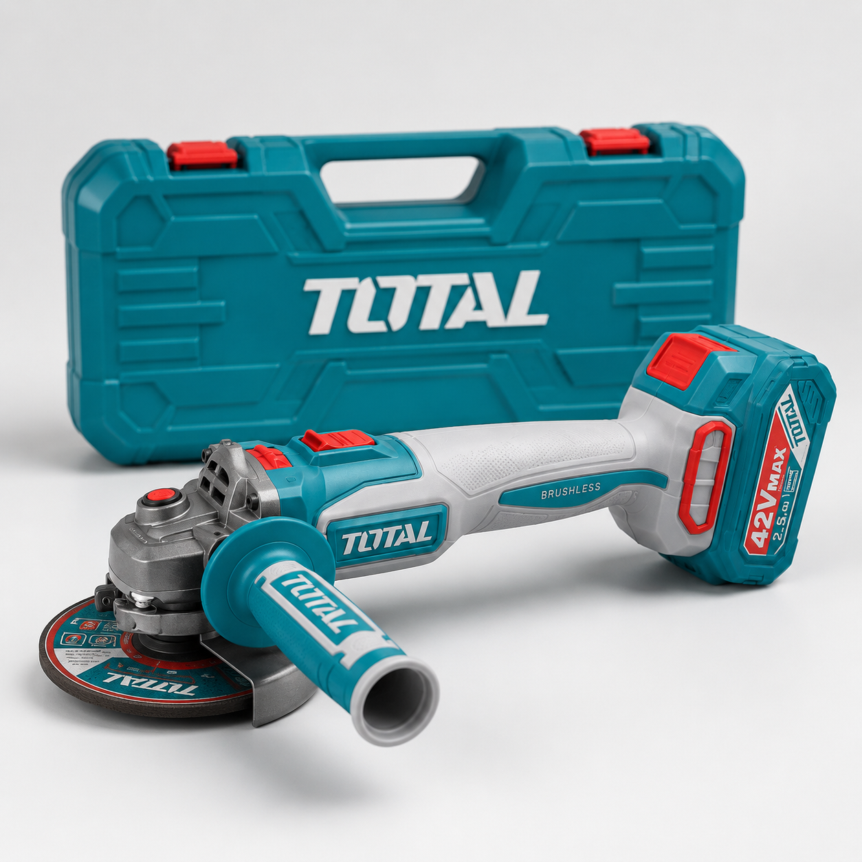 TOTAL 42V MAX Brushless Cordless Angle Grinder Kit – 100mm (4″)