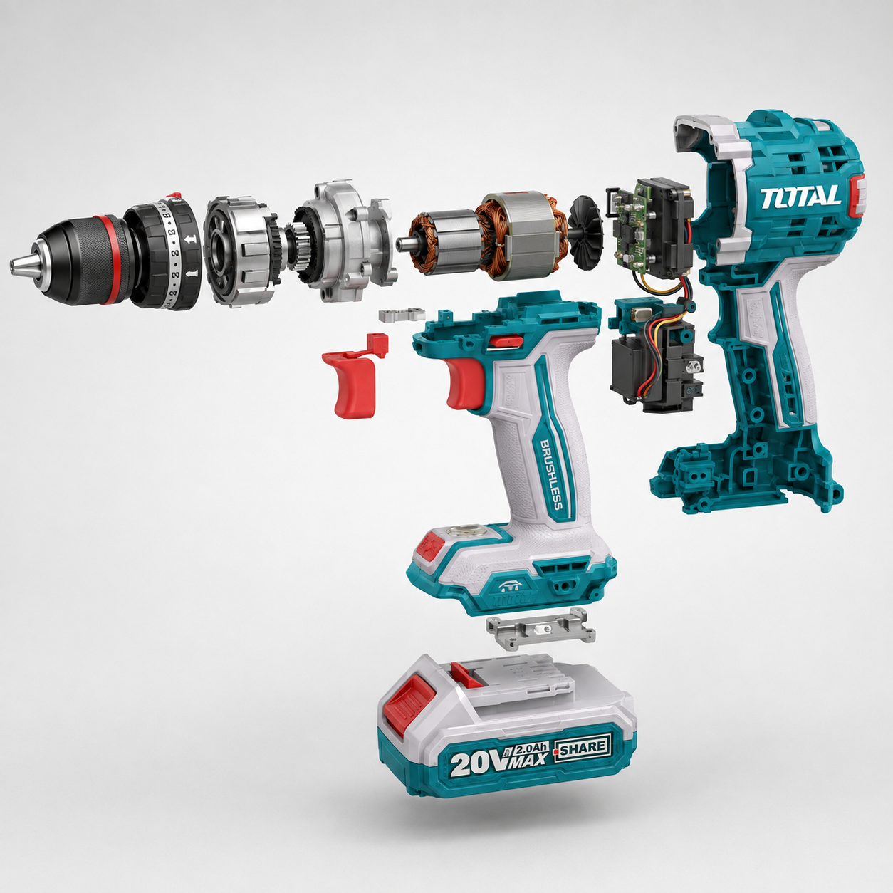 TOTAL 20V Brushless Cordless Impact Drill